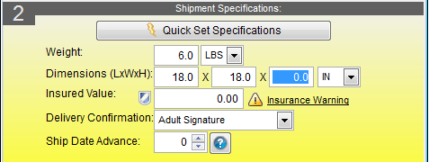 Manual parcel specifications